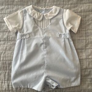 Petit Ami Blue and White Boy Onesie